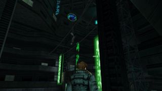 Looking up at the cityscape in Anachronox