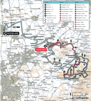 Route information for the 2024 Dwars door Vlaanderen