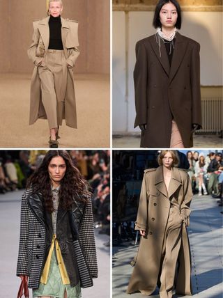 Elegant coat trends: power shoulders on AW24 runways