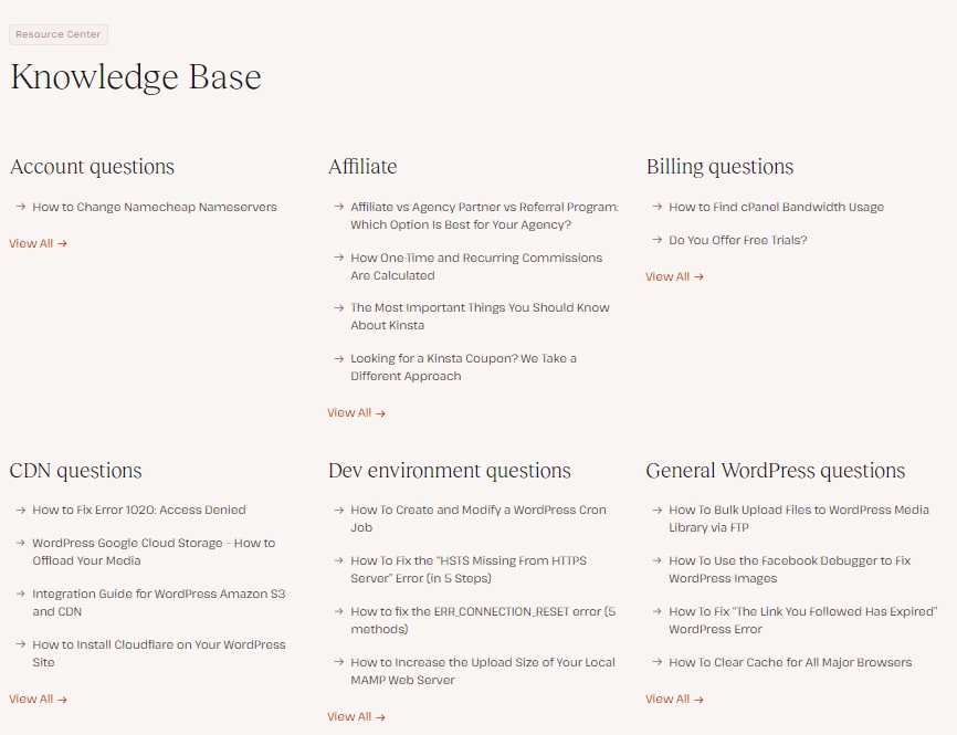 Kinsta's knowledge base