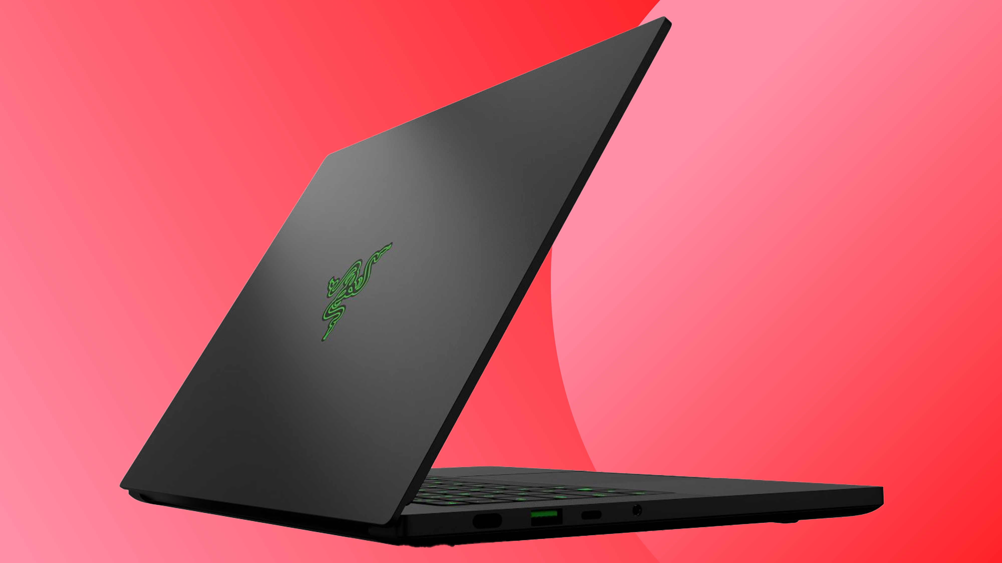 A Razer Black Friday deals image with a Razer Blade 14 on a red background