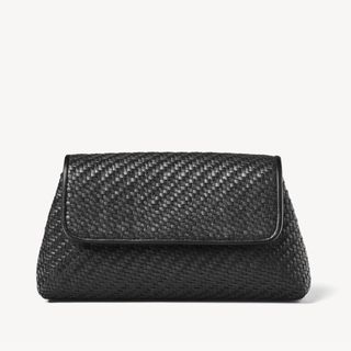 Aspinal of London Evening Clutch Black Woven Leather