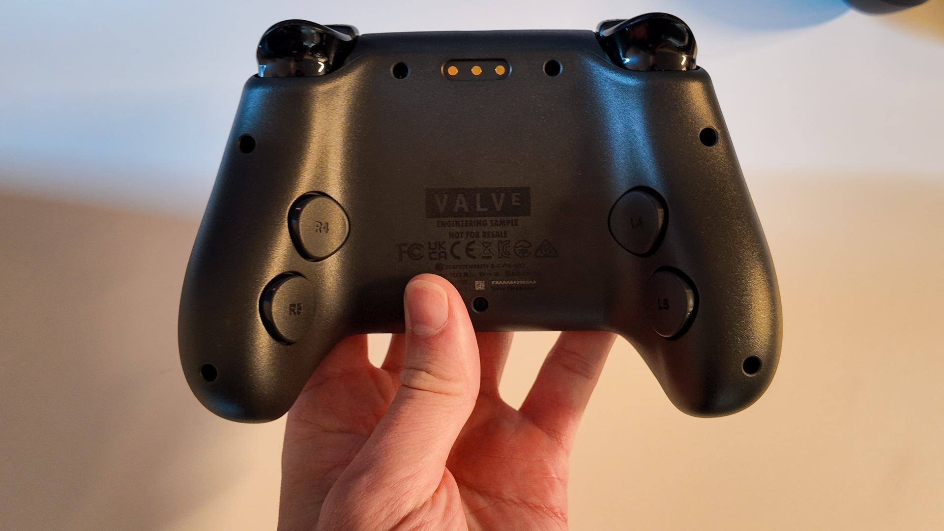 Valve's new and improved Steam Controller during a visit to Valve's HQ in Bellevue, Washington.