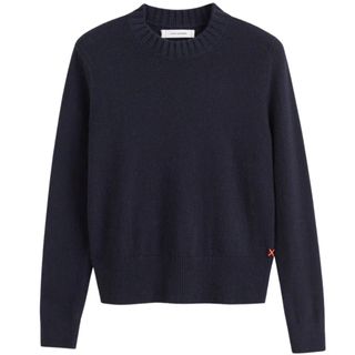 Chinti & Parker Navy Wool-Cashmere Cropped Sweater