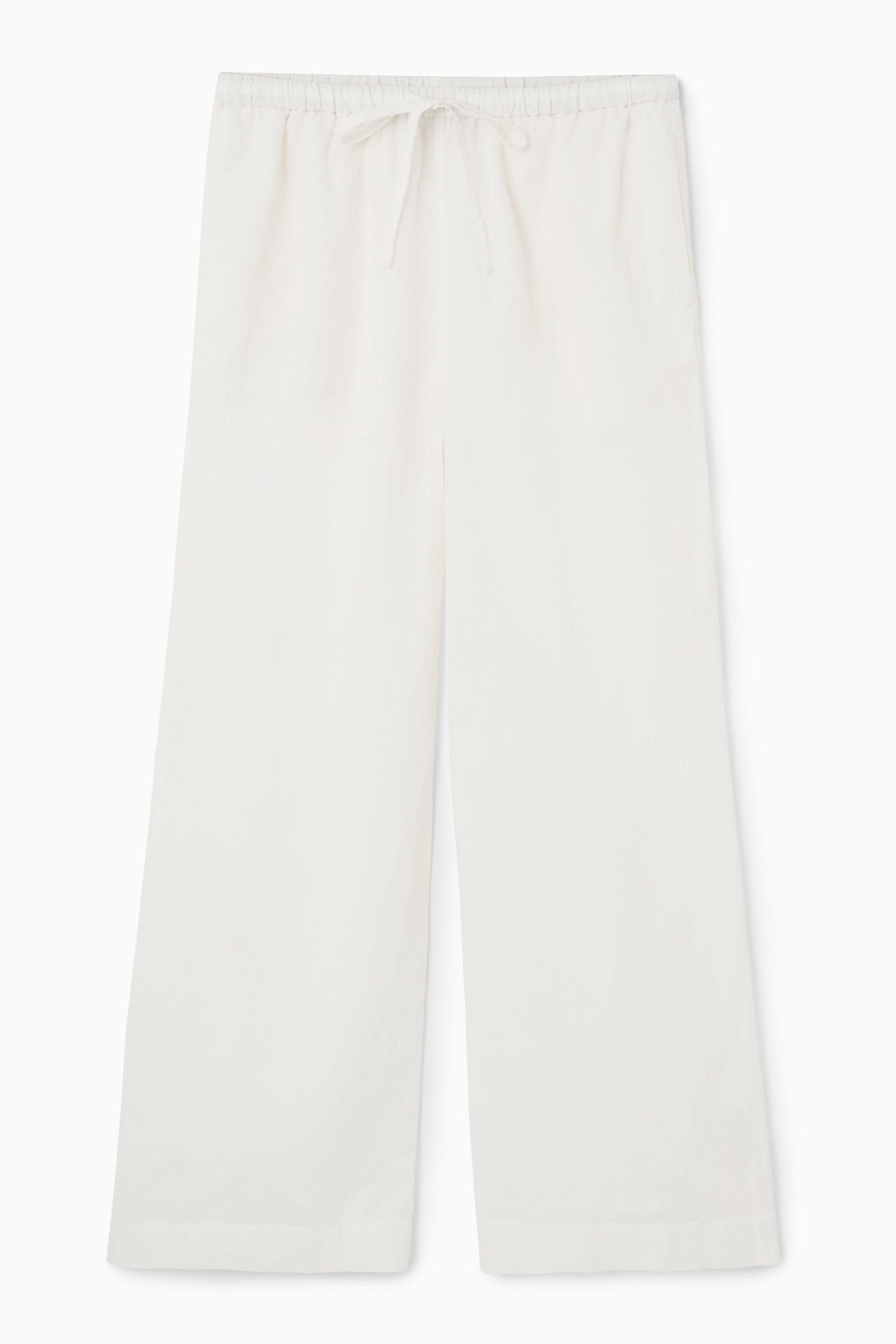Wide-Leg Linen Drawstring Trousers