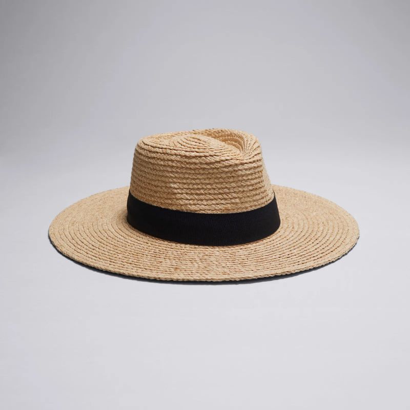 Grosgrain-Trimmed Straw Hat cut out 