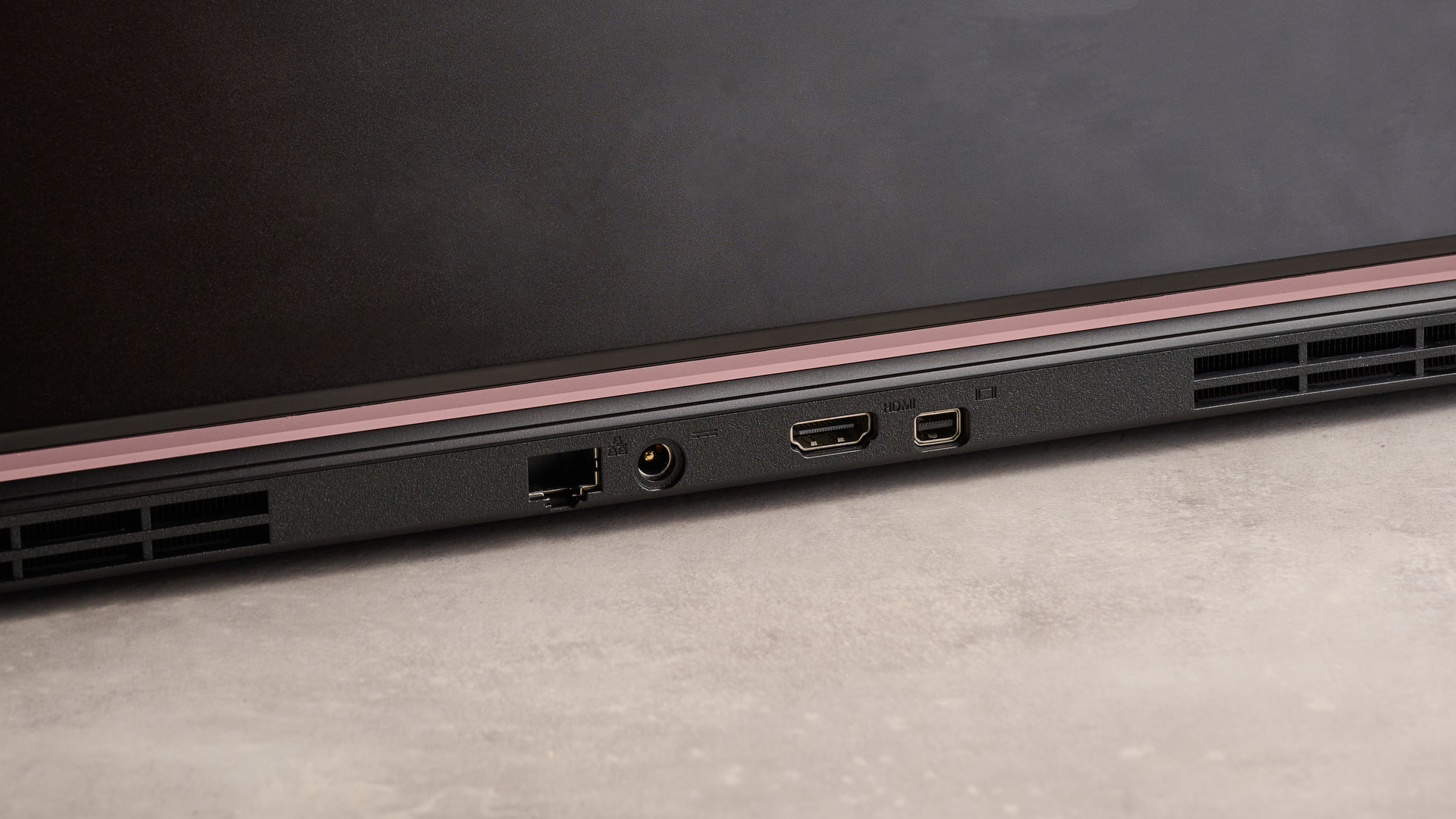 Close-up of rear ports on Medion Erazer Deputy 15 P1