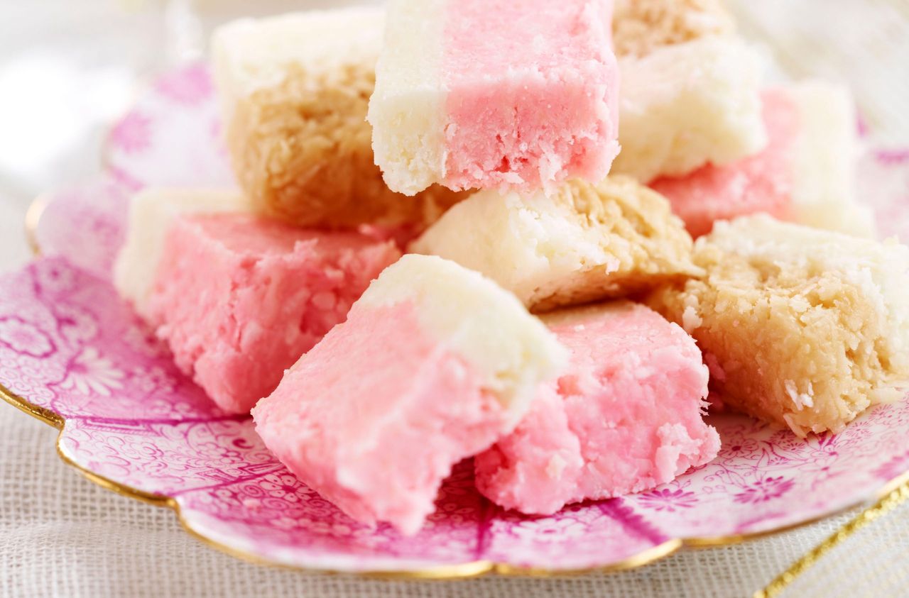 Raspberry coconut ice