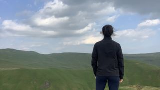 Back of hiker looking at the view