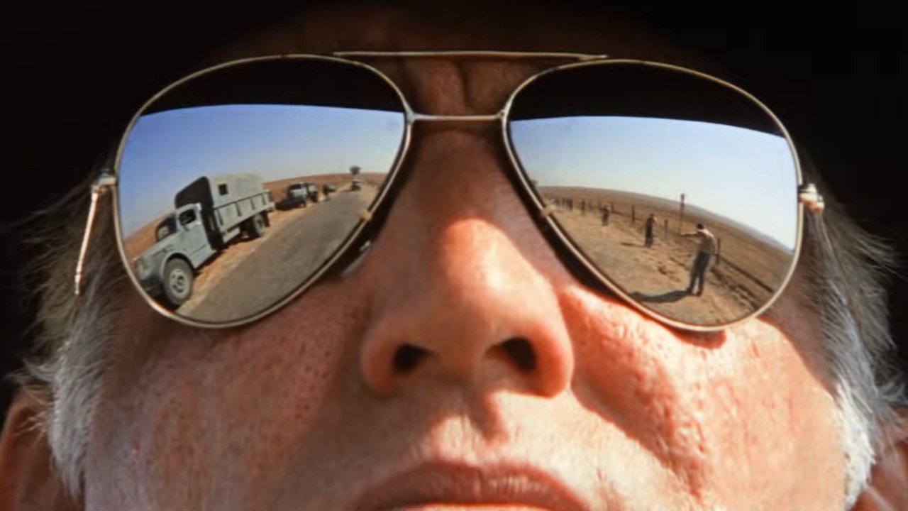 A close up of sunglasses in Cool Hand Luke