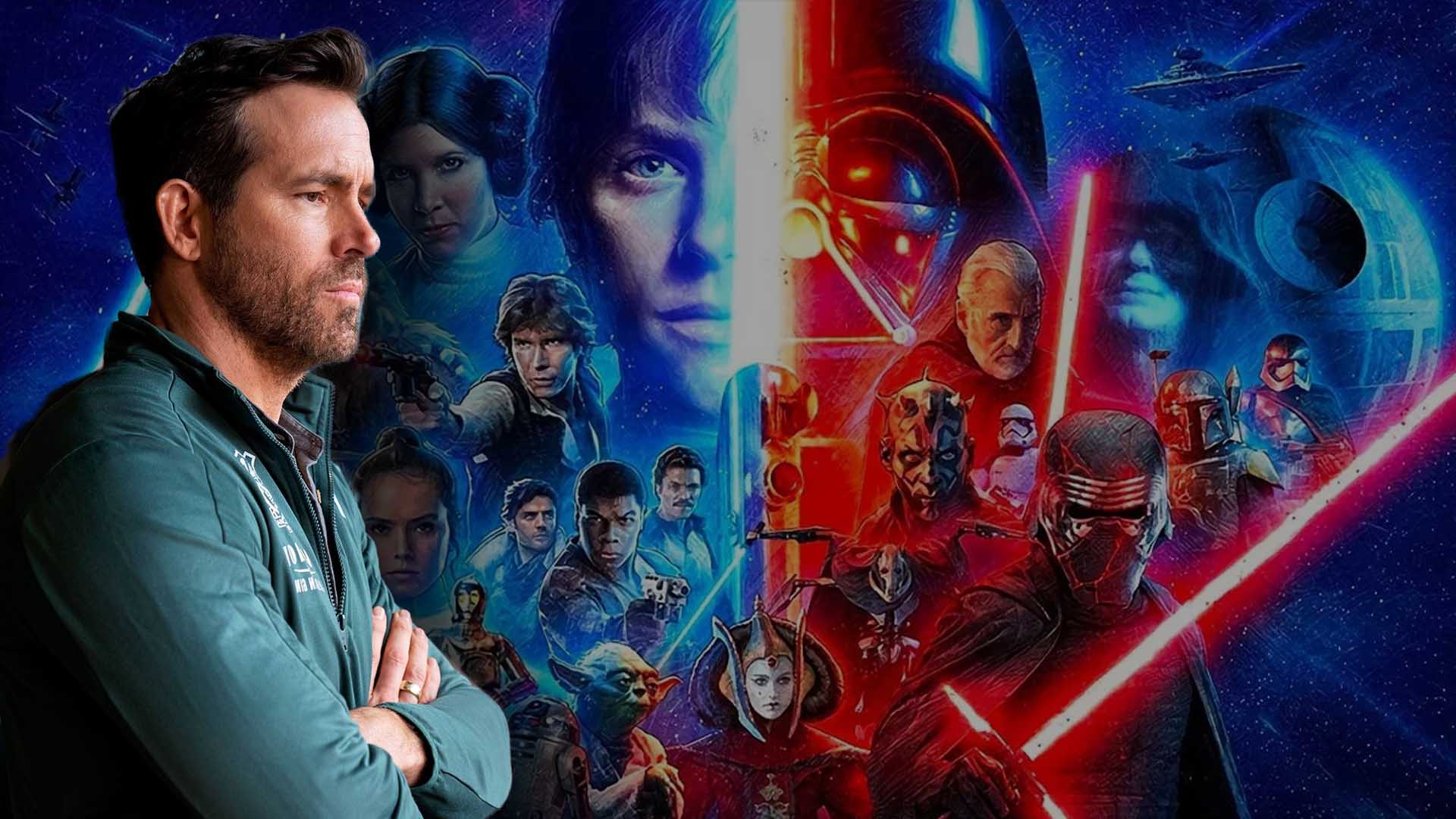 Ryan Reynolds on Star Wars background.