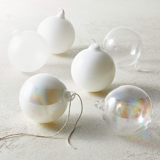 iridescent white ornament set