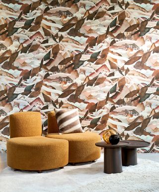 brown wall covering mural