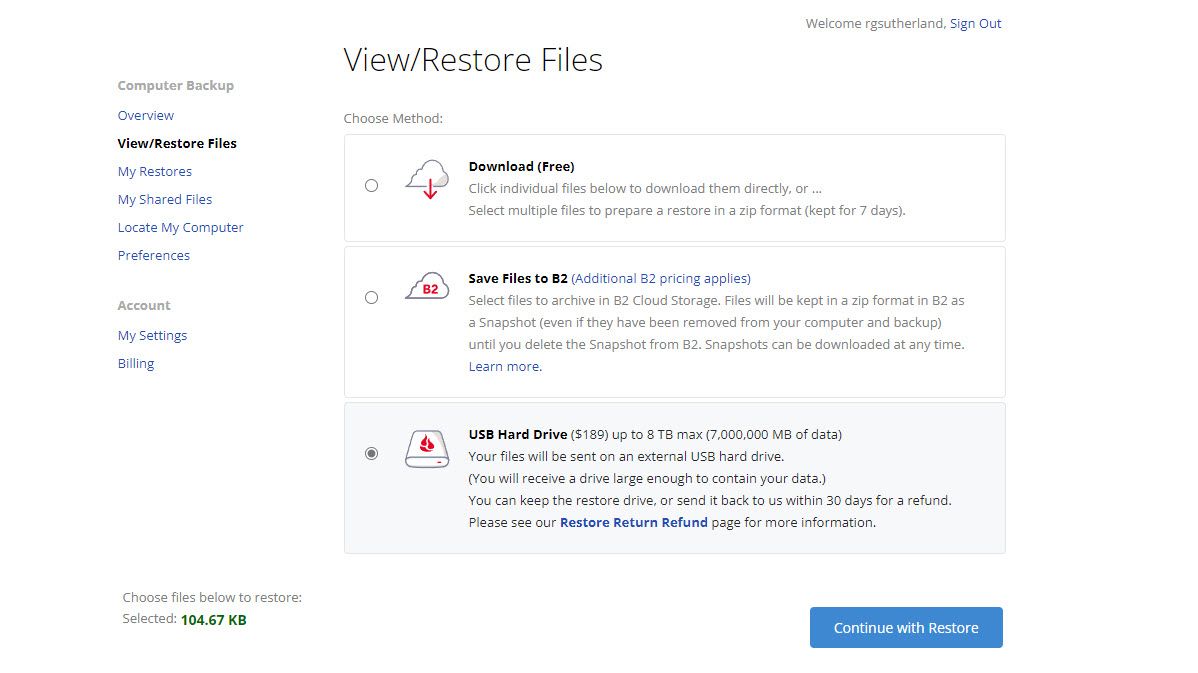 Backblaze feature