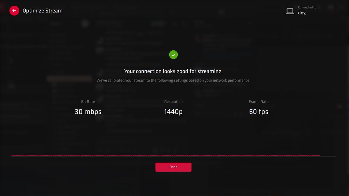 AMD Link software auto-optimisations screenshot from within the app.