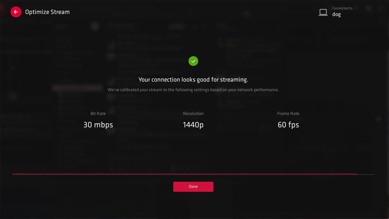 AMD Link software auto-optimisations screenshot from within the app.