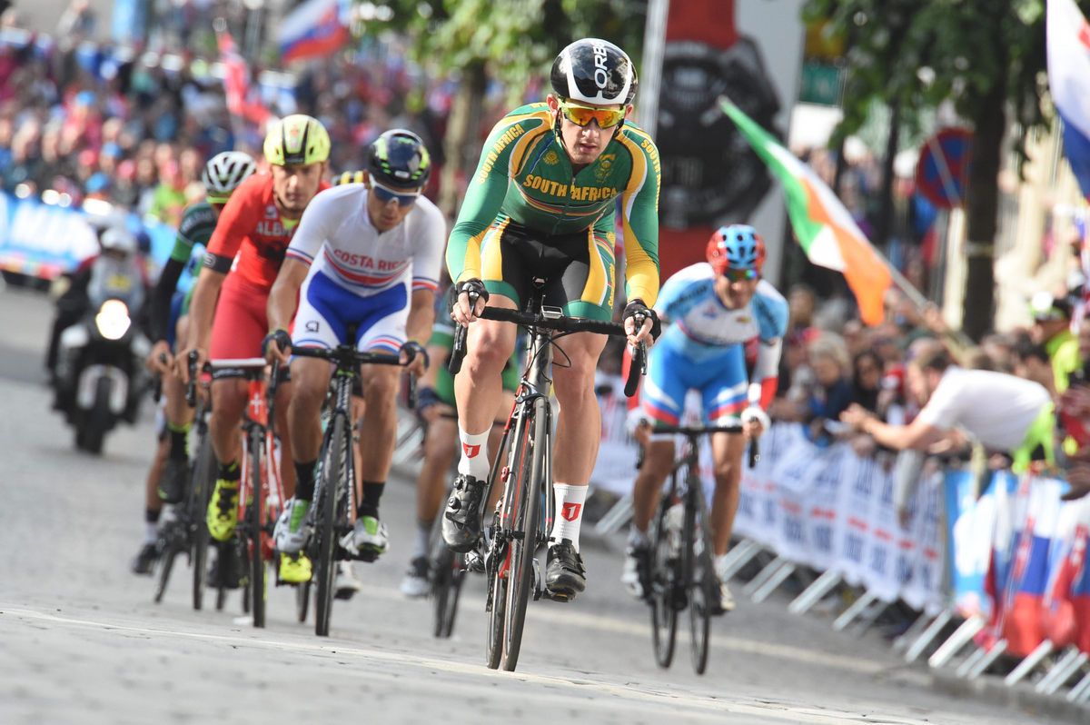 Willie Smit (South Africa) leading the break at the 2017 Worlds