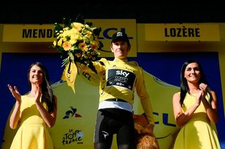 Geraint Thomas in yellow after stage 14 at the Tour de France