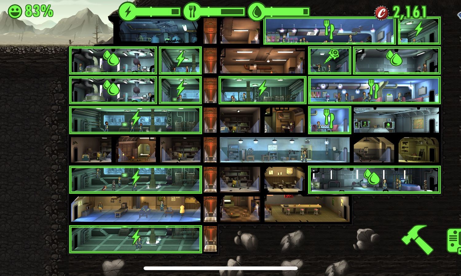 fallout shelter largest room size