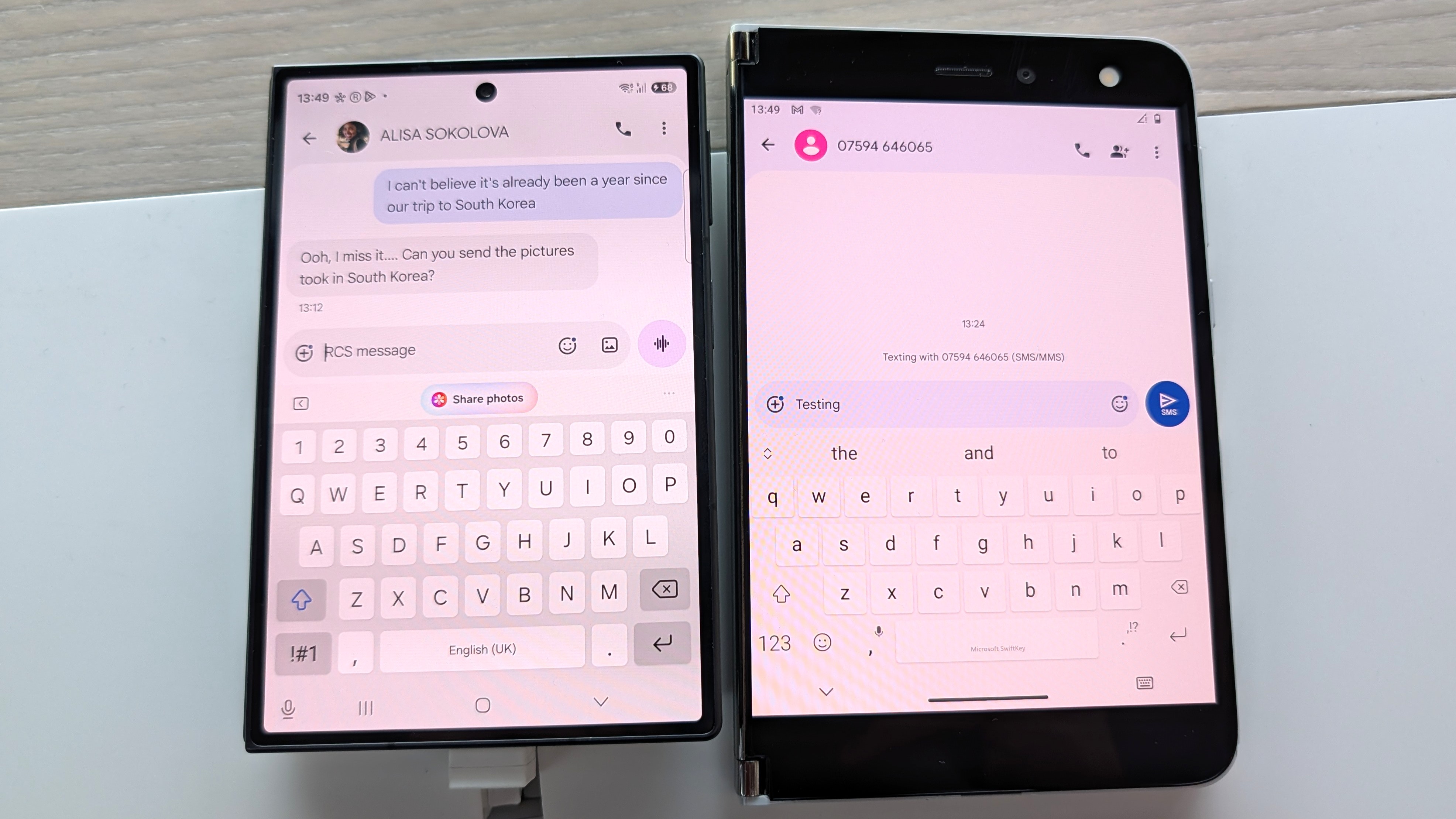 Surface Duo and Galaxy Z Fold 8 side by side