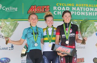 Alex Manly (Orica-Scott) with the green and gold jersey as national U23 champion