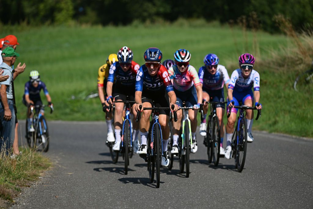 YVERDONLESBAINS SWITZERLAND SEPTEMBER 15 Gladys Verhulst of France and Team FDJ Suez competes during the 2nd Tour de Romandie Feminin 2023 Stage 1 a 1441km stage from YverdonlesBains to YverdonlesBains UCIWWT on September 15 2023 in YverdonlesBains Switzerland Photo by Dario BelingheriGetty Images