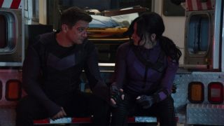 Clint Barton (Jeremy Renner) and Kate Bishop (Hailee Steinfeld) in Hawkeye