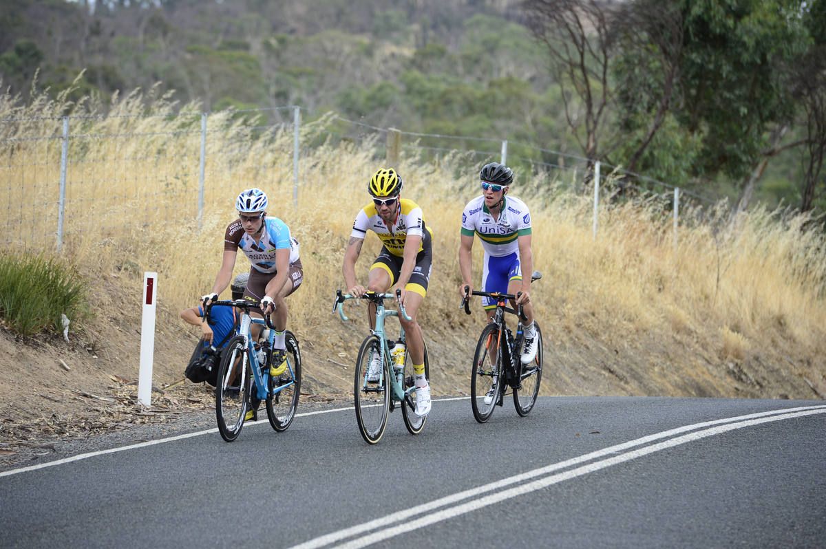 Alexis Gougeard (AG2R), Martijn Keizer (LottoNL&ndash;Jumbo) and Sean Lake (UniSA)