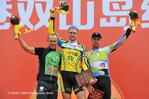 Alois Kankovsky (Dukla Praha) on the podium after taking the win.