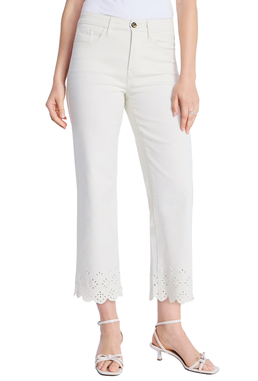 Free Assembly, Embroidered Eyelet Cropped Jeans