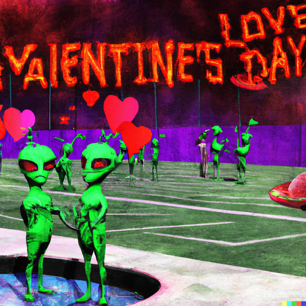 'Valentine's day in an alien highschool' via CharGPT