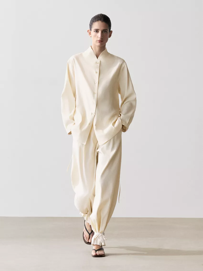 Massimo Dutti, Flowing Overshirt With Collar Detail