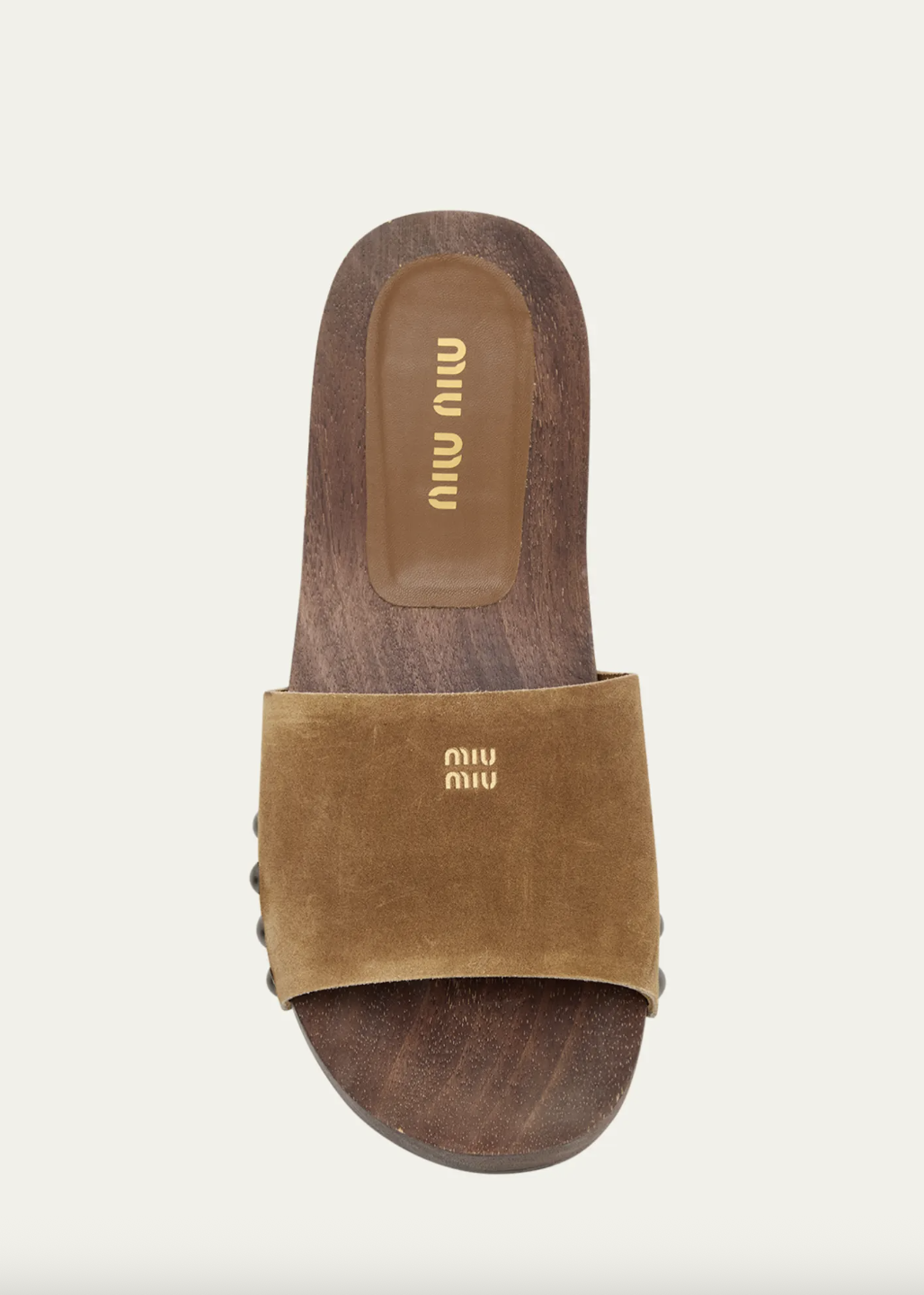 Miu Miu, Suede Logo Slide Clogs