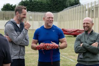 Mike Tindall with Matt Dawson (on right).