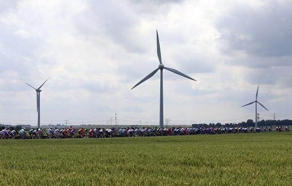 The terrain during stage 4 proved ideal for wind turbines.
