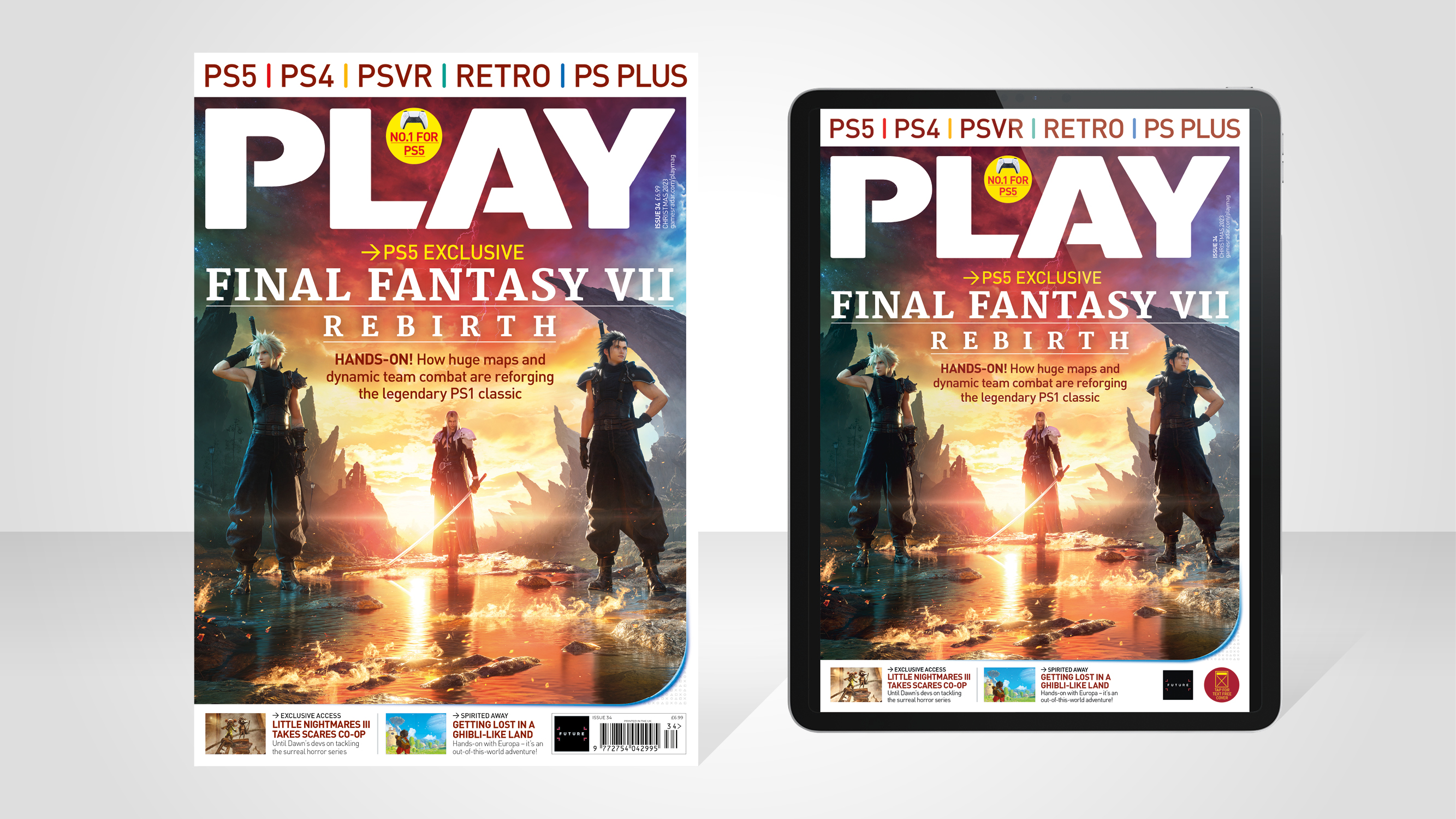 Final Fantasy 7 Rebirth slashes onto PLAY's cover | GamesRadar+