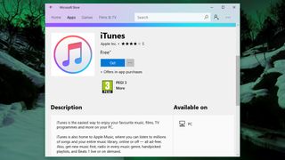 iTunes app in the Microsoft Store