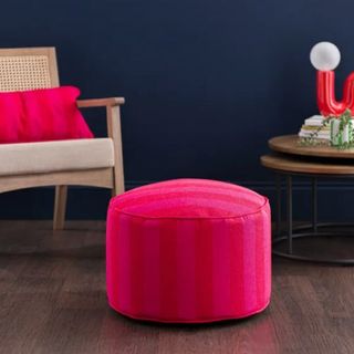 pink striped pouffe