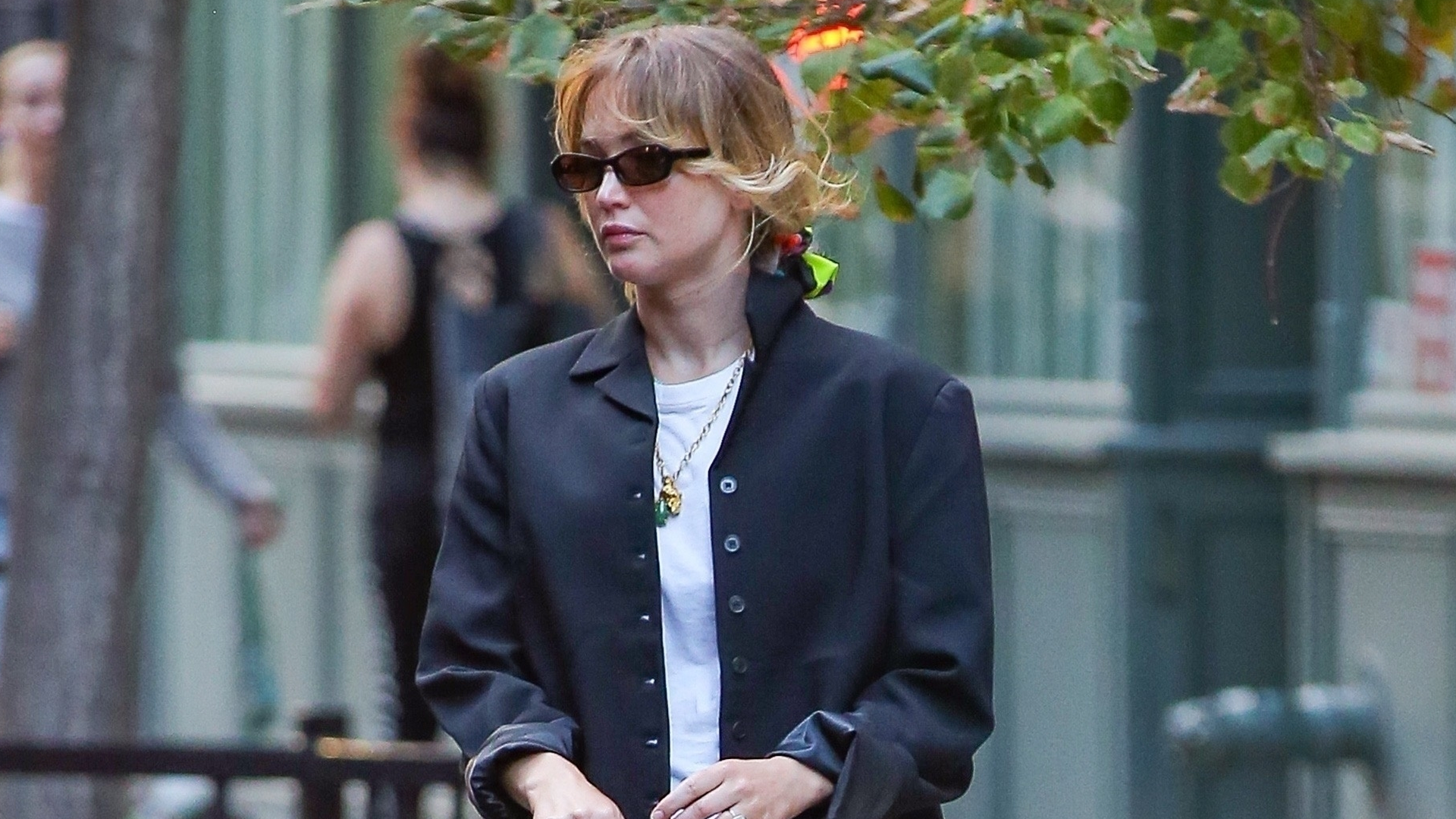 Jennifer Lawrence was spotted with a Dior bag in tow alongside flats and a satin skirt in New York City