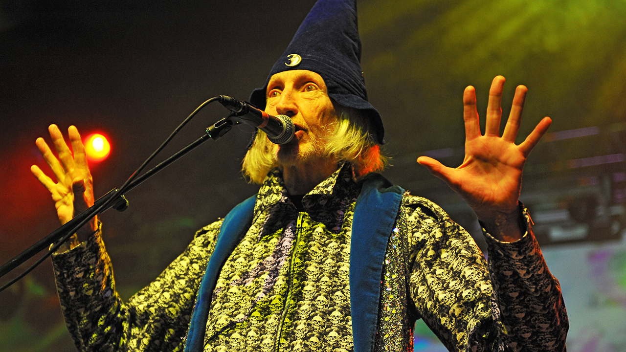Daevid Allen of Gong performs on stage at The Forum on November 27, 2009 in London, England. (Photo by C Brandon/Redferns)