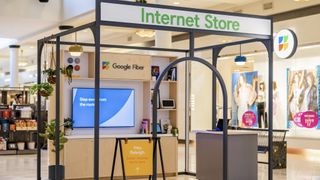 Google Fiber kiosk in a Raleigh mall