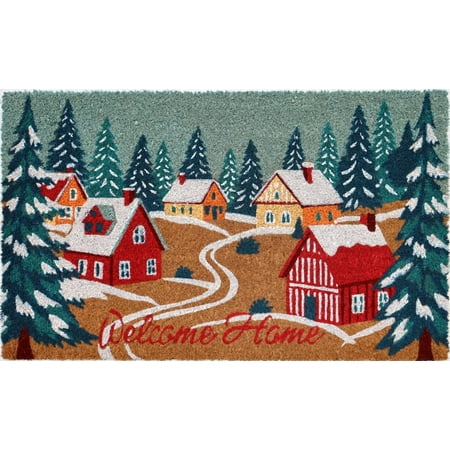 Holiday Time Winter Village Coir Fiber Doormat 18&quot;x30&quot;