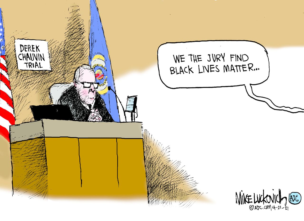 Editorial Cartoon U.S. chauvin guilty george floyd black lives matter&amp;amp;nbsp;