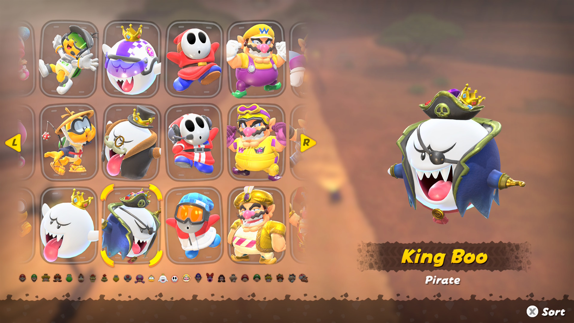 Mario Kart World King Boo outfits including Pirate