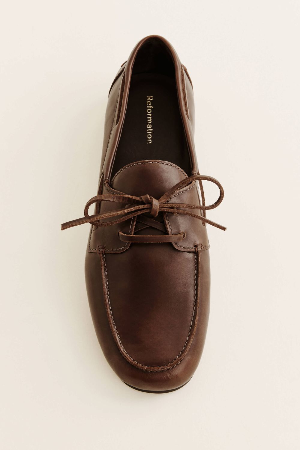 reformation brown leather boat shoes