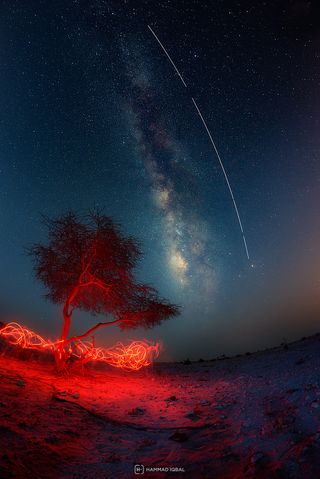 ISS Parallel to Milky Way from Qatar