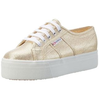 gold superga platform trainers