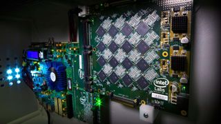 Intel neuromorphic processor array inside a larger system.