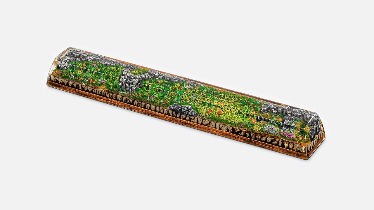 Jellykey Born of Forest series spacebar keycap depicting a forest scene