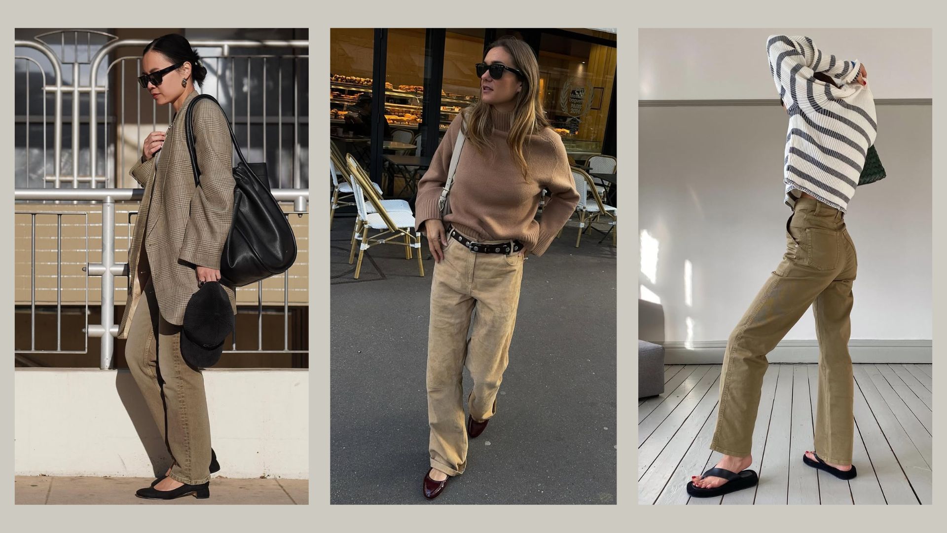@ch.phr8ph, @annelauremais, @smythsisters all wear camel-coloured jeans